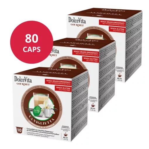 Vaníliás Cappuccino Nespresso kompatibilis kapszula 8x10db (80 db) Dolce Vita