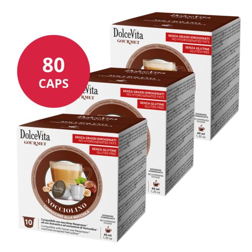 Mogyorókrémes Cappuccino Nespresso kompatibilis kapszulában 8x10db (80 db) Dolce Vita