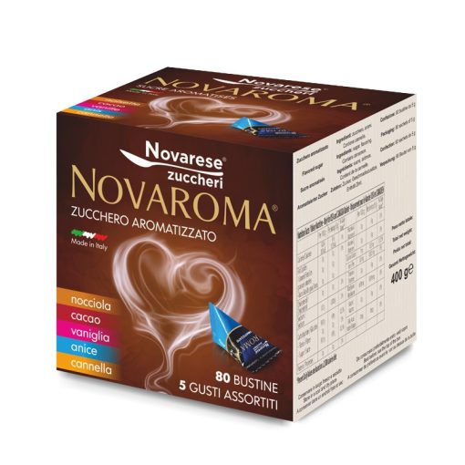 Novaroma ízesített kávécukor 5gx80db - 5 ízben (fahéj, kakaó, vanília, ánizs, mogyoró) 400g